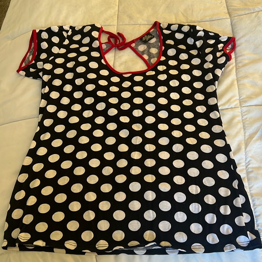 Rock Steady black & white polka dot top - Picture 3 of 6